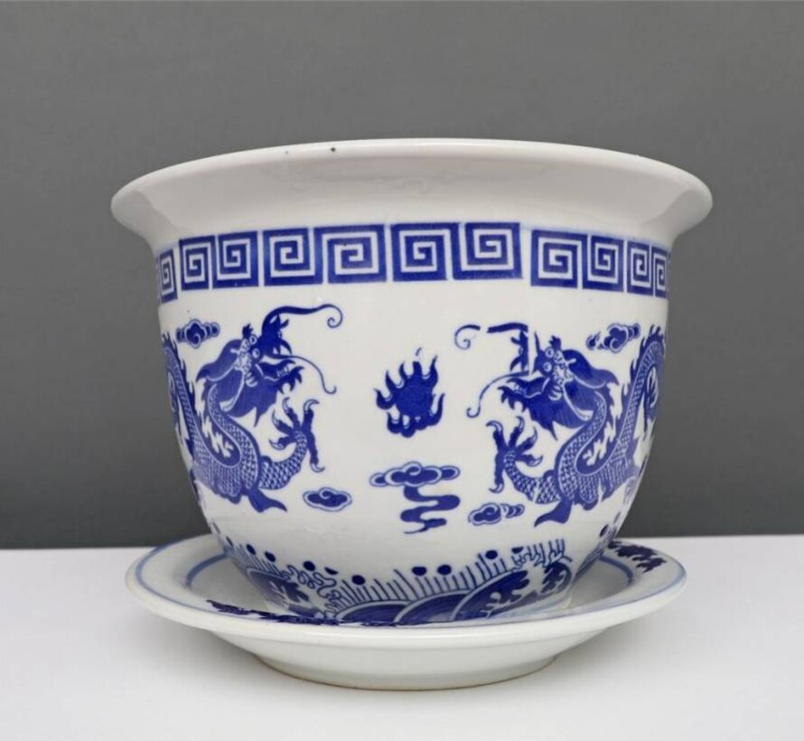 Porzellan Blumentopf mit Drachenmotiv  Ø 16