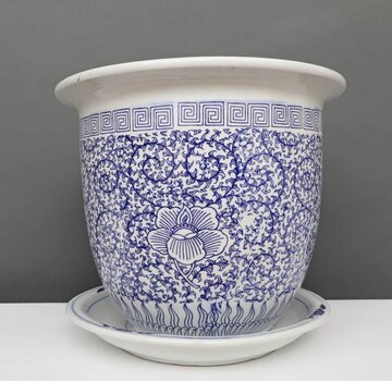 Yajutang Flowerpot Blue-White & Snail Leaf Ø 30