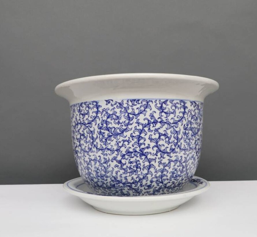 Flowerpot Blue-White  Snail Leaf Ø 13