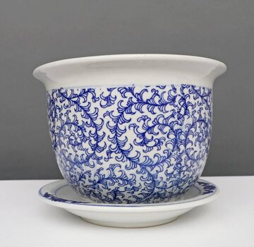 Yajutang Flowerpot Blue-White & Snail Leaf Ø 22