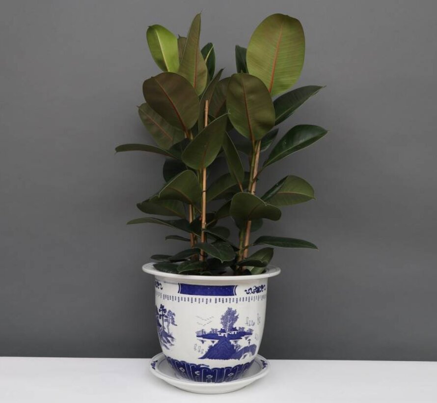 China Porzellan Blumentopf Blau-Weiß mit Landschaft Ø 26cm