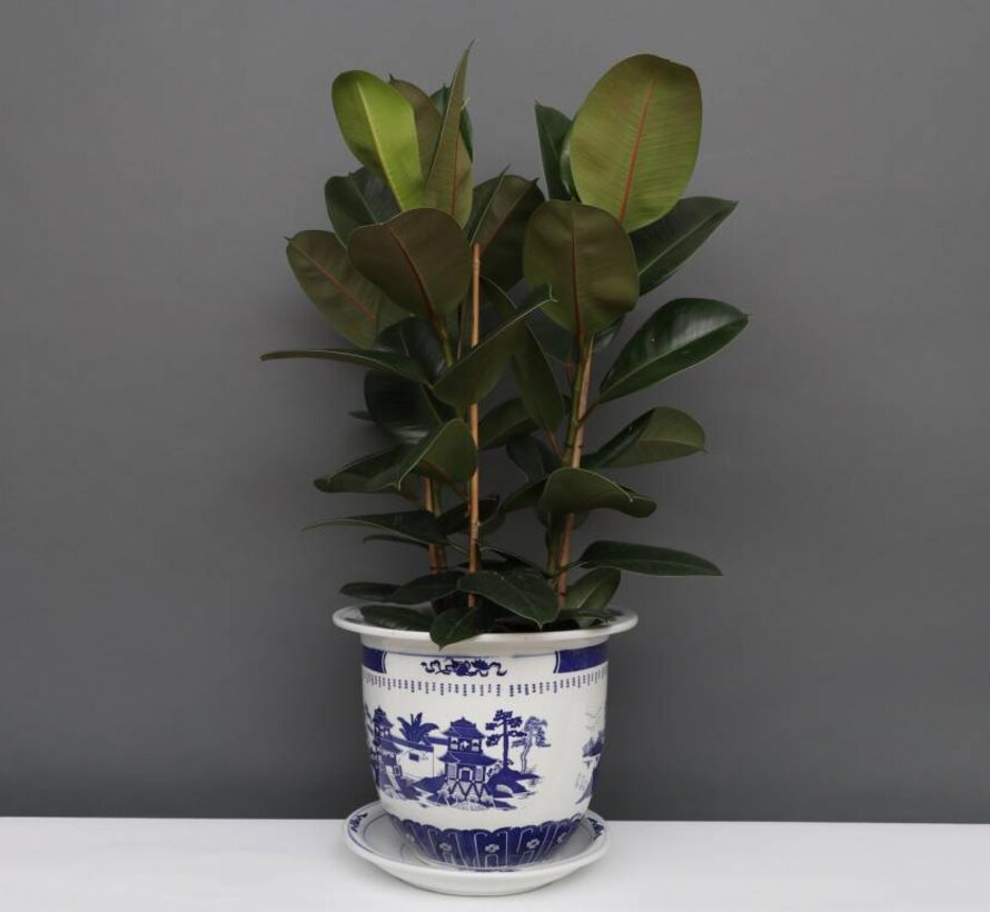 China Porcelain Flowerpot Blue-White with Landscape Ø 22cm