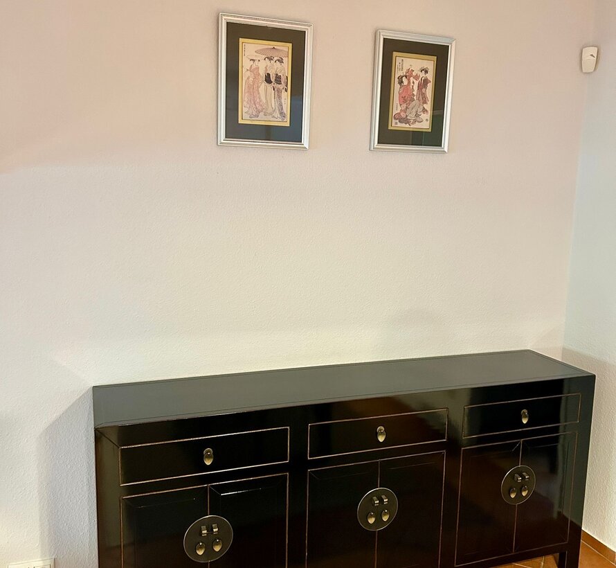 chinesische Kommode Sideboard 6 Türen 3 Schubladen schwarz