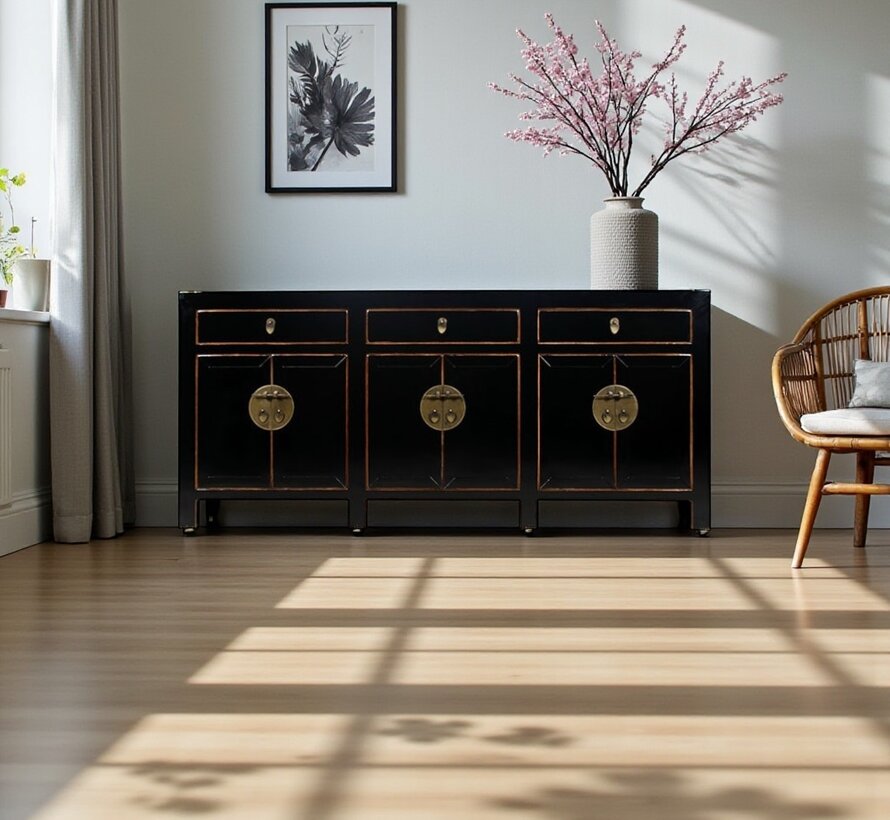 Chinese dresser sideboard 6 doors 3 drawers black