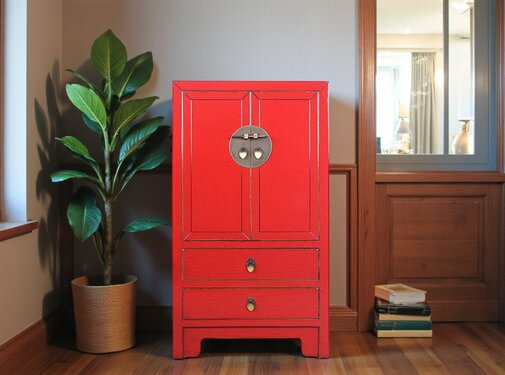Yajutang Chest drawers 2 drawers 2 doors red