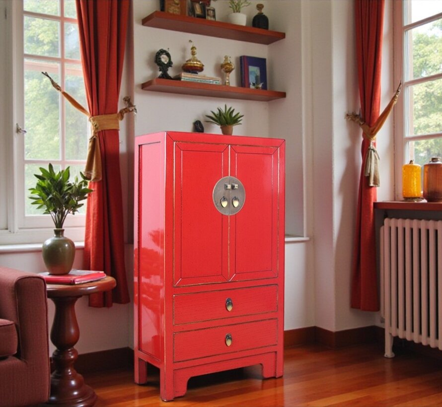 chinesische Kommode Sideboard 2 Schubladen 2 Türen rot