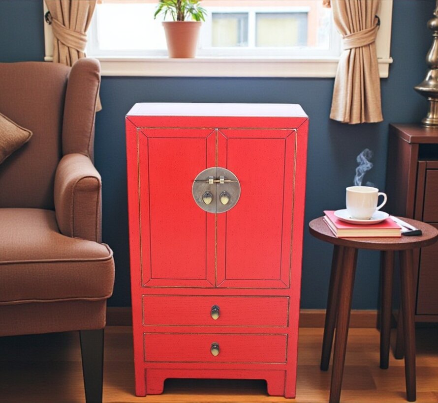 Chinese dresser sideboard 2 drawers 2 doors red