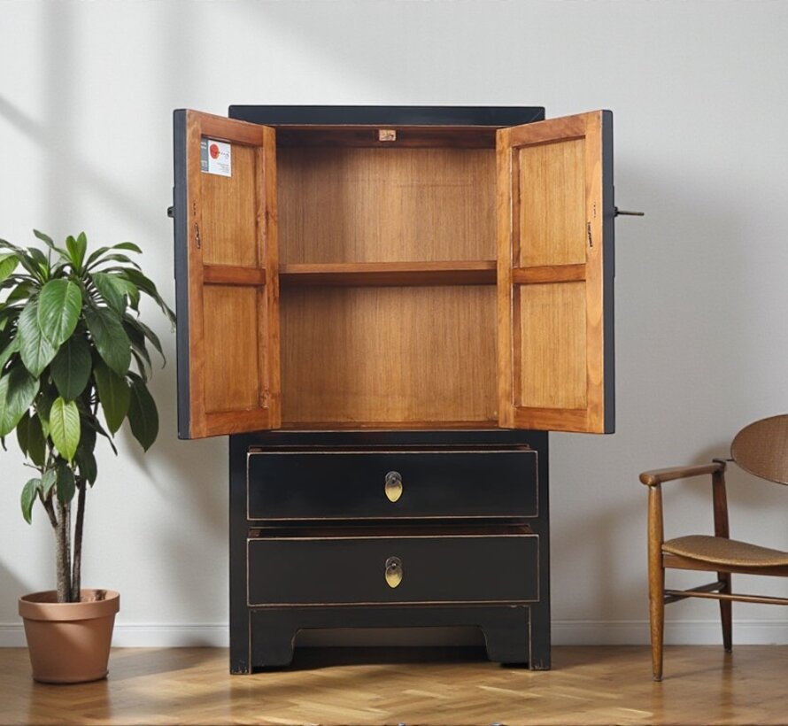 Chinese dresser sideboard 2 drawers 2 doors black