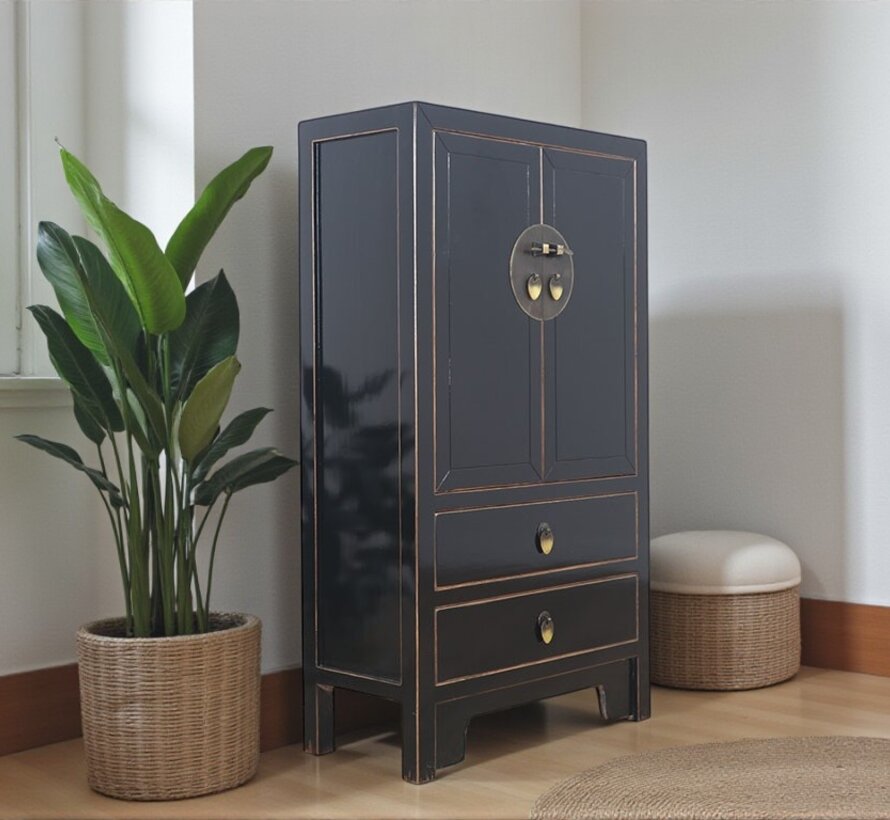 Chinese dresser sideboard 2 drawers 2 doors black