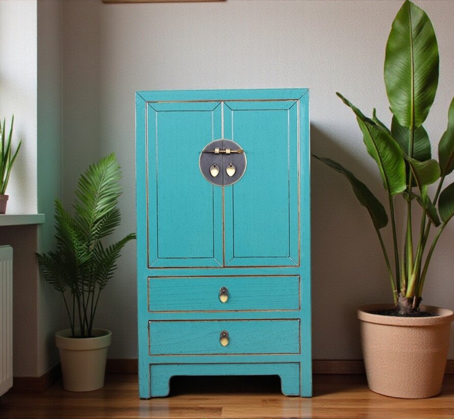 Chinese dresser sideboard 2 drawers 2 doors turquoise RAL5018