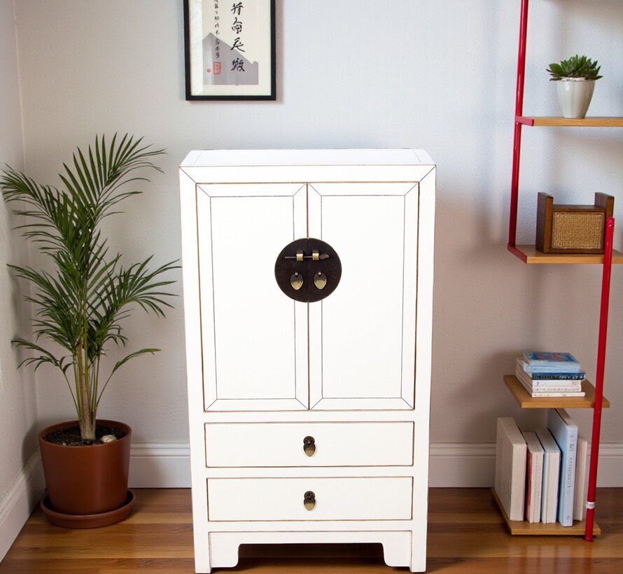 Chinese dresser sideboard 2 drawers 2 doors Cream white