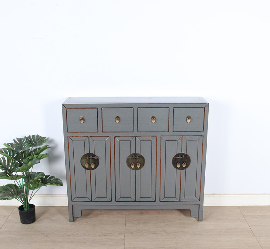 chinesische Kommode Sideboard grau RAL7005