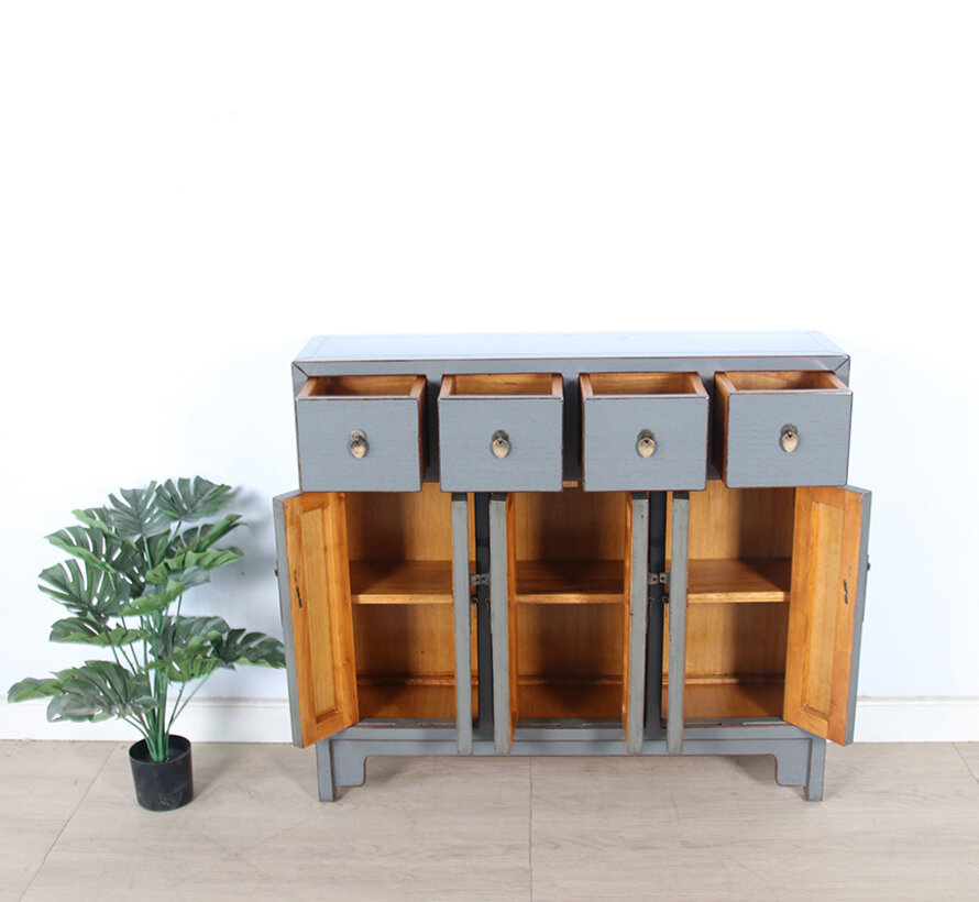 chinesische Kommode Sideboard grau RAL7005