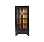 Chinese Solid Wood Display Cabinet  black lacquer, 2 glass doors, 2 drawers