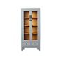 Chinese Solid Wood Display Cabinet – grey lacquer 2 glass doors 2 drawers