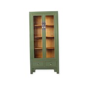 Yajutang Vitrine aus Massivholz – olivegrün