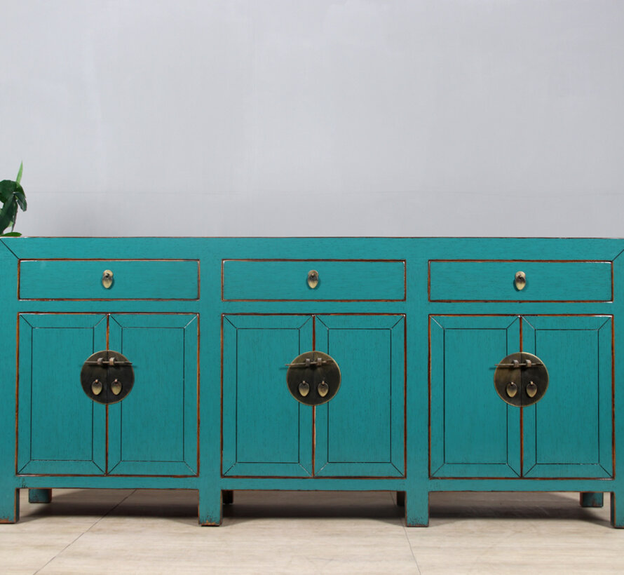 Chinese dresser sideboard with 6 doors and 3 drawers – turquoise