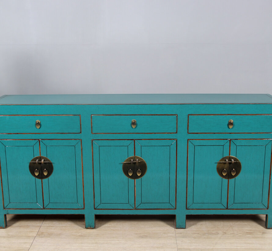 Chinese dresser sideboard with 6 doors and 3 drawers – turquoise