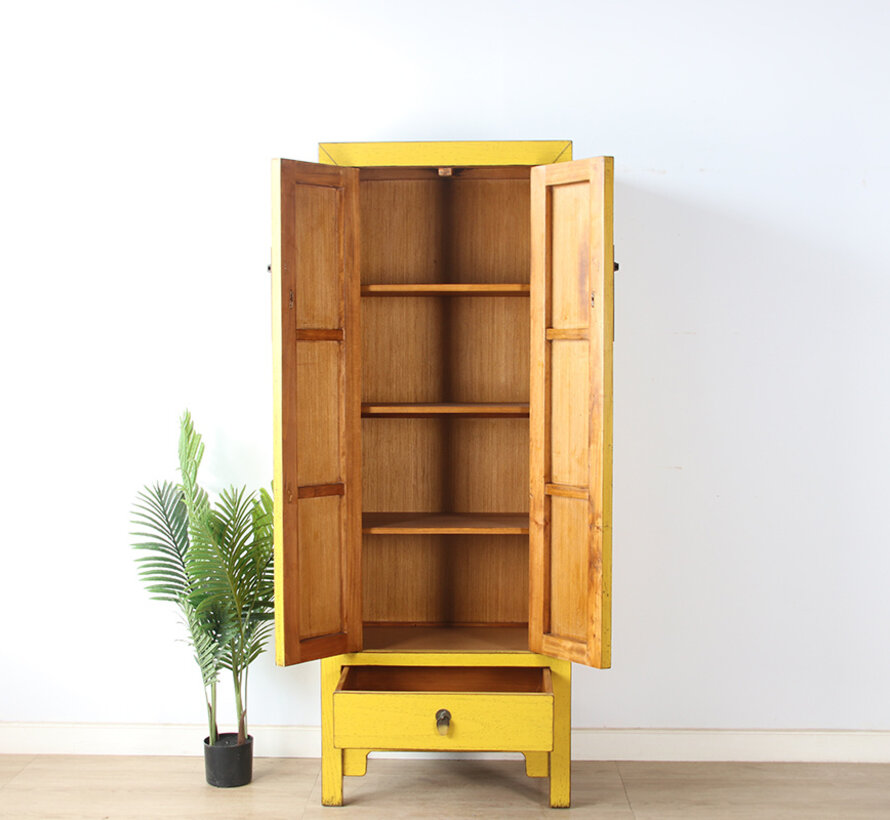 Chinese wedding cabinet 2 doors 1 drawer yellow