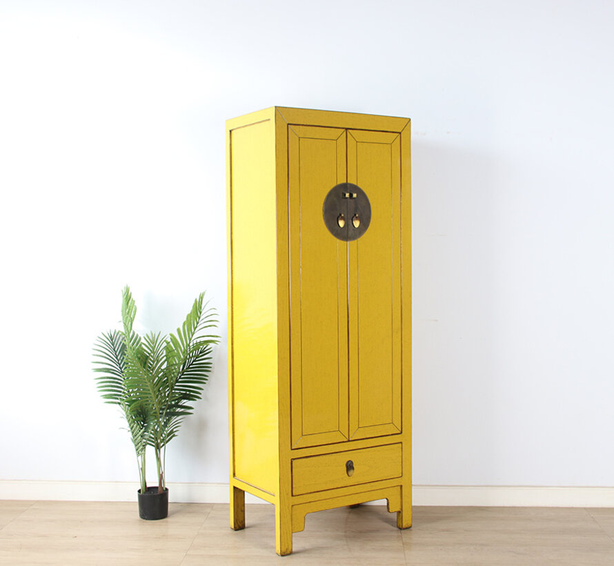 Chinese wedding cabinet 2 doors 1 drawer yellow