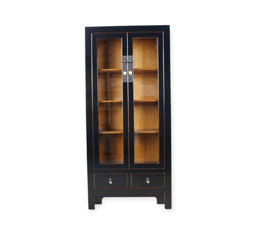 Chinese Black Solid Wood Display Cabinet | Yajutang