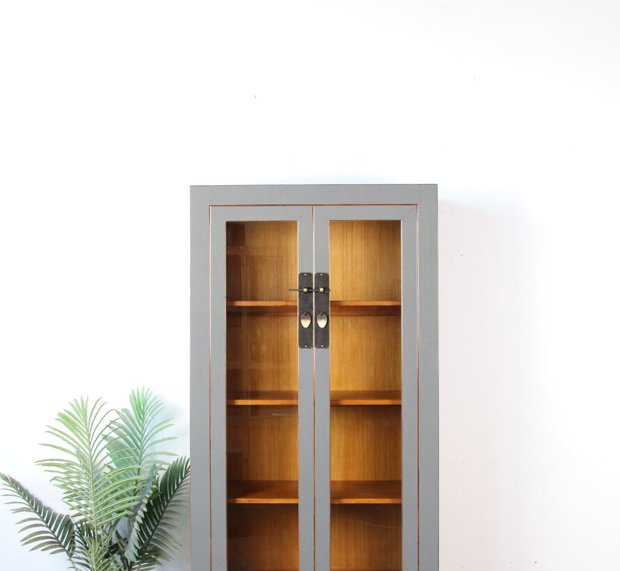 Chinesische Vitrine Grau aus Massivholz | Yajutang
