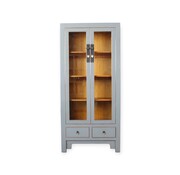 Yajutang Chinesische Vitrine Grau aus Massivholz