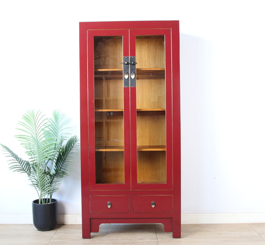 Chinese Burgundy Solid Wood Display Cabinet | Yajutang