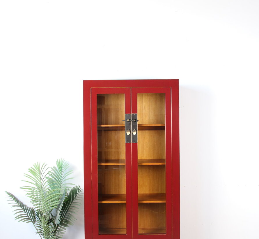 Chinese Burgundy Solid Wood Display Cabinet | Yajutang