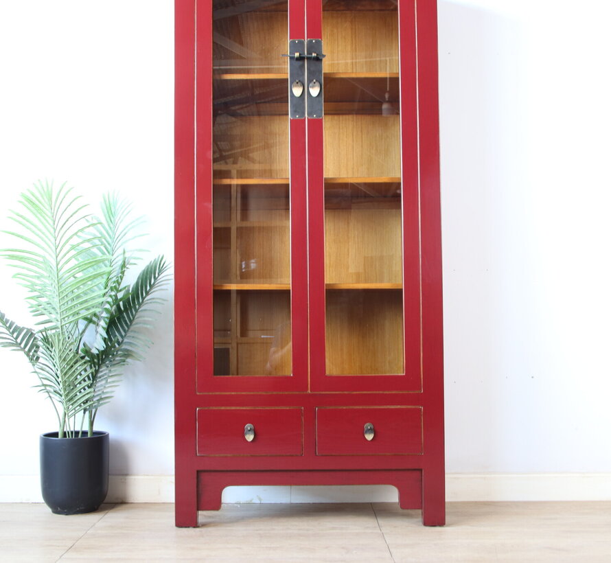 Chinese Burgundy Solid Wood Display Cabinet | Yajutang