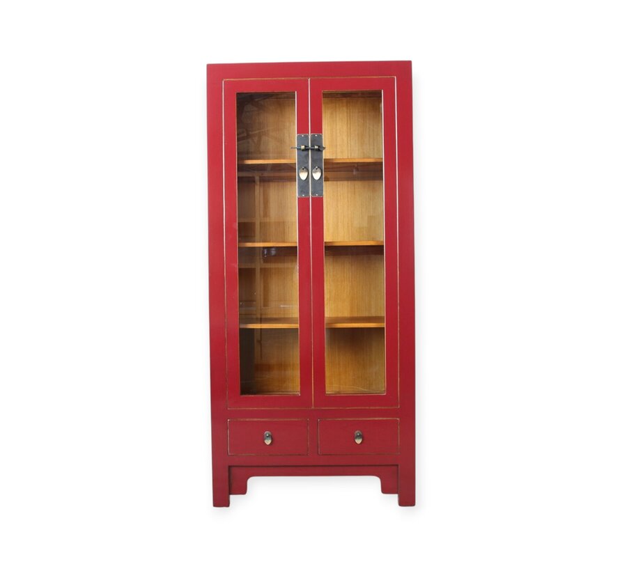 Chinese Burgundy Solid Wood Display Cabinet | Yajutang