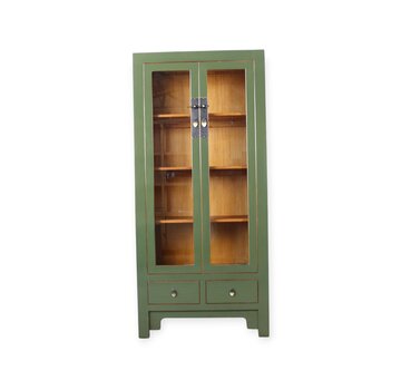 Yajutang Chinesische Vitrine Olivgrün aus Massivholz