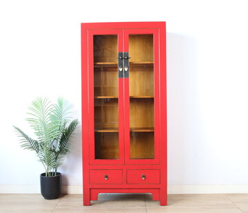 Yajutang Chinesische Vitrine Rot aus Massivholz