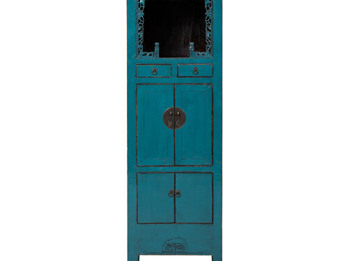 Yajutang Antiker Chinesischer Schrank Blau Massivholz
