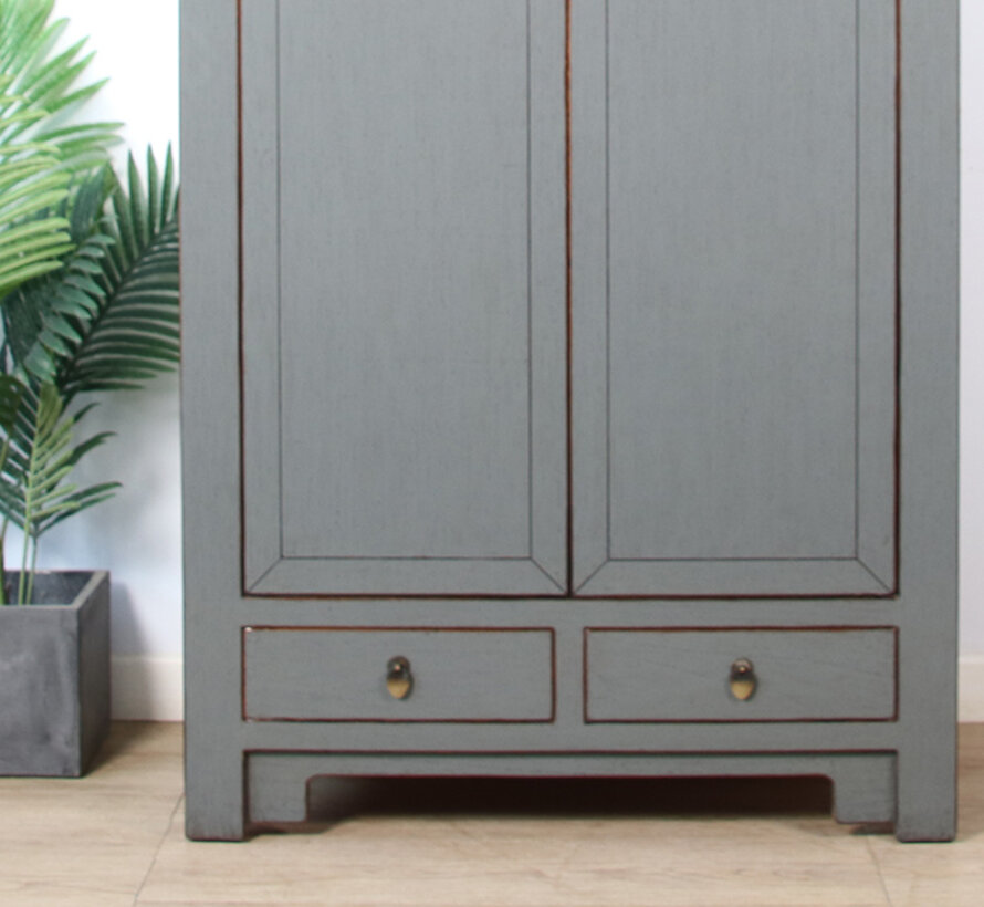Chinese wedding cabinet 2 doors 2 drawers gray RAL7005