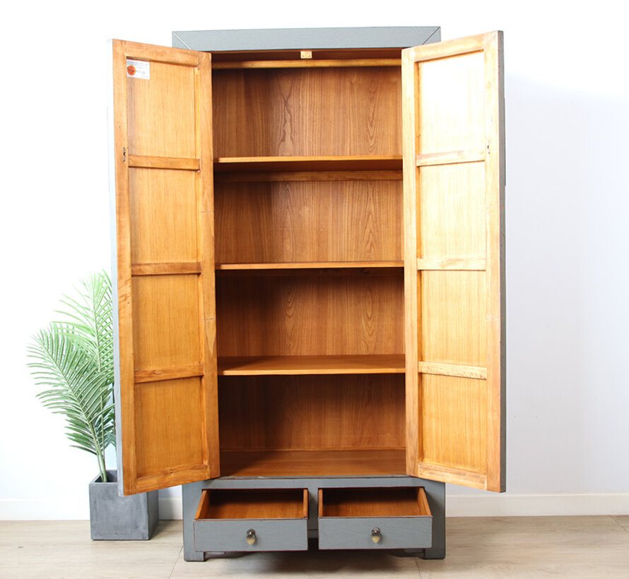 Chinese wedding cabinet 2 doors 2 drawers gray RAL7005