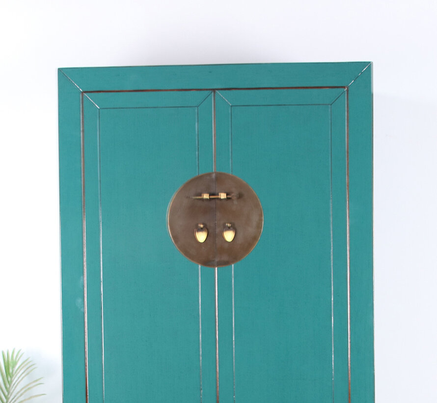 Chinese wedding cabinet 4 doors 2 drawers turquious RAL5018