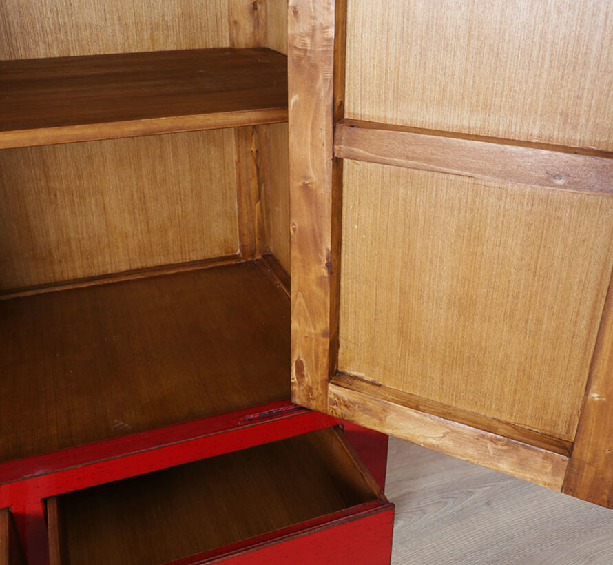 Chinese wedding cabinet 2 doors 2 drawers red