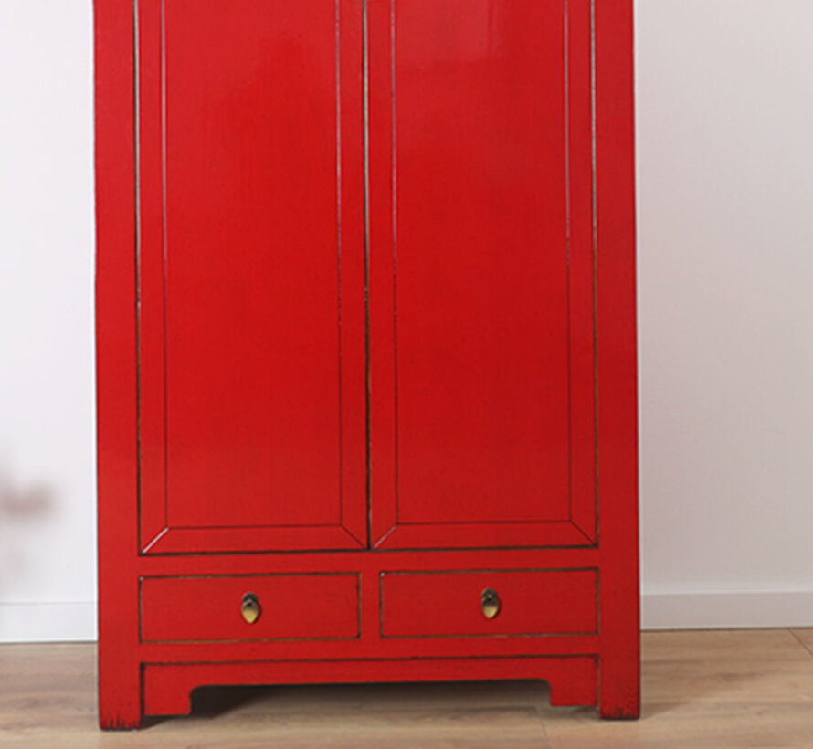 Chinese wedding cabinet 2 doors 2 drawers red