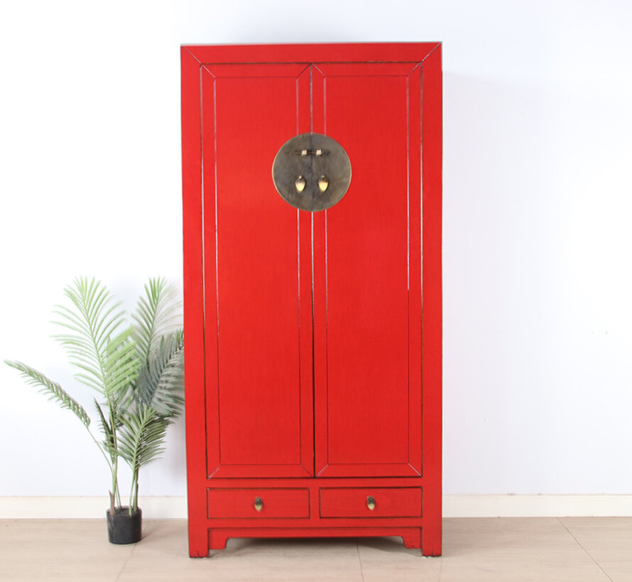 Chinese wedding cabinet 2 doors 2 drawers red