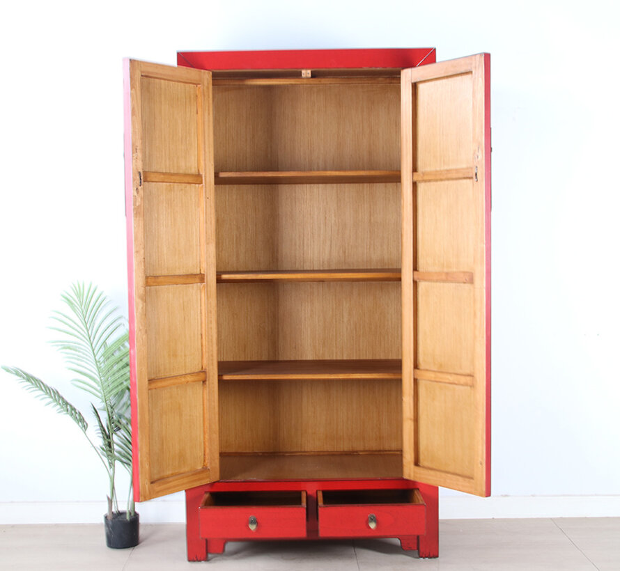 Chinese wedding cabinet 2 doors 2 drawers red
