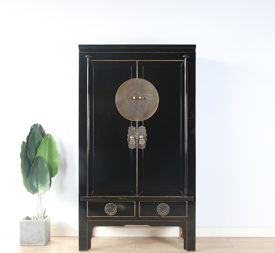 Chinesische Hochzeitschrank Massivholz 2 Türen Schrank schwarz