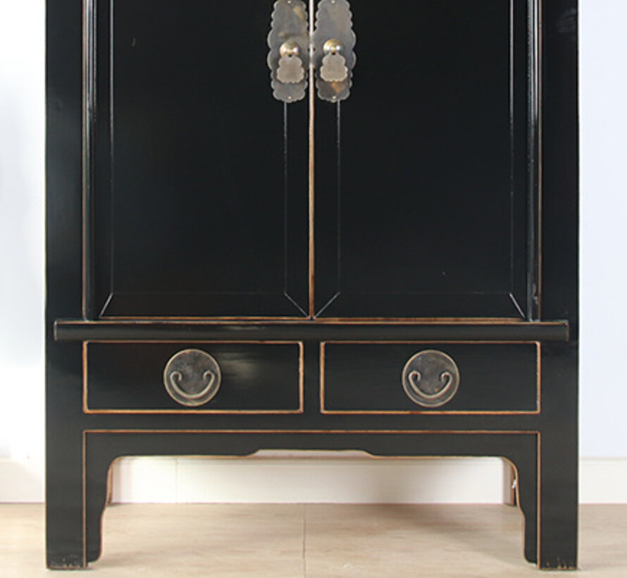 Chinesische Hochzeitschrank Massivholz 2 Türen Schrank schwarz