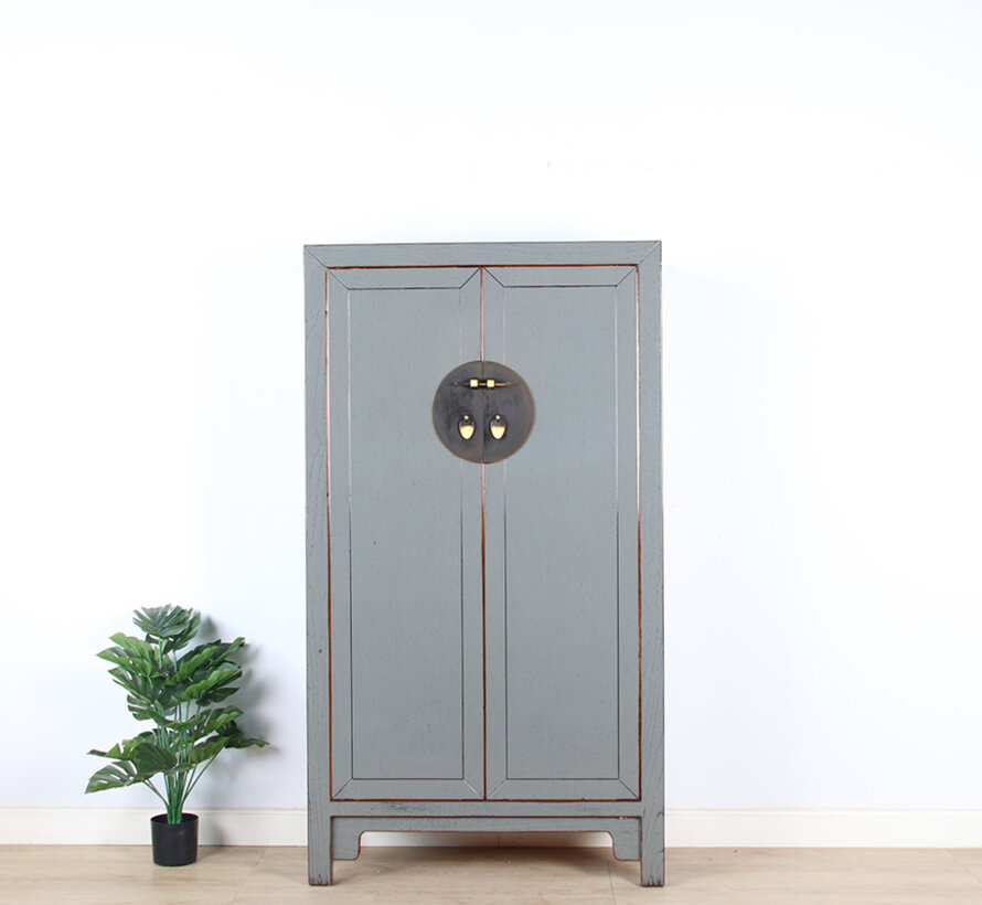 Chinese Grey Solid Wood Shoe Cabinet RAL7005 | Yajutang