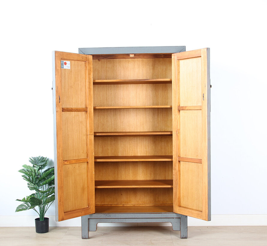 Chinese Grey Solid Wood Shoe Cabinet RAL7005 | Yajutang