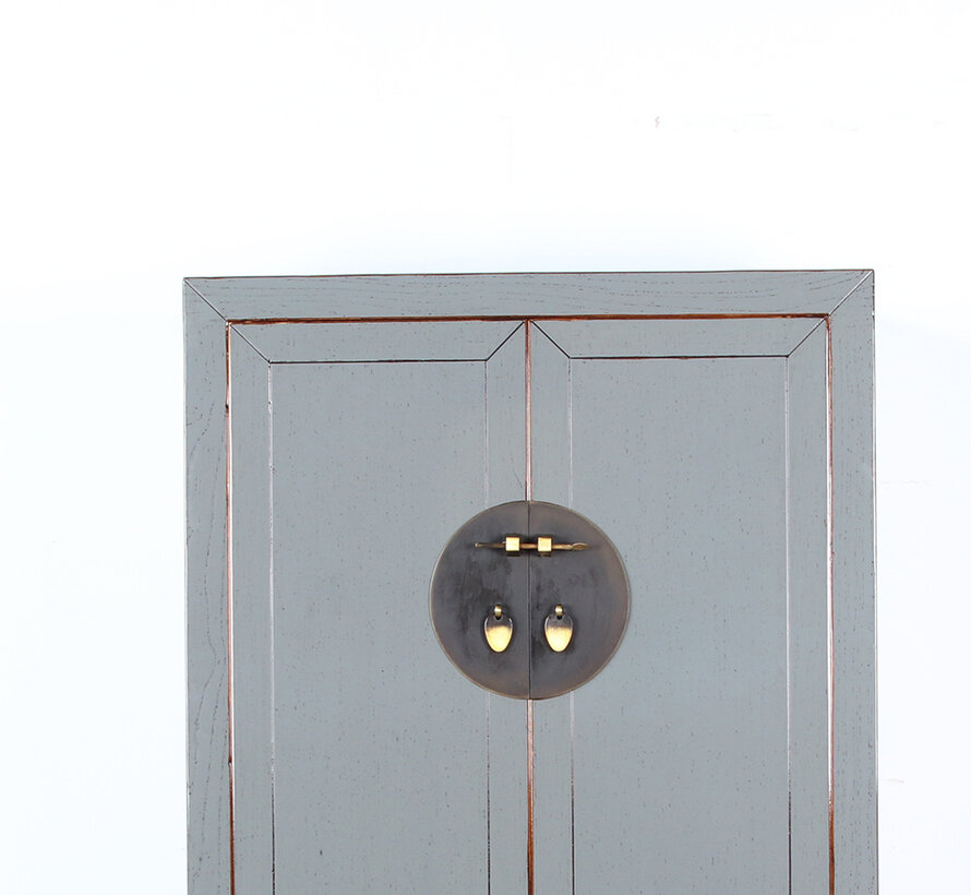 Chinese Grey Solid Wood Shoe Cabinet RAL7005 | Yajutang