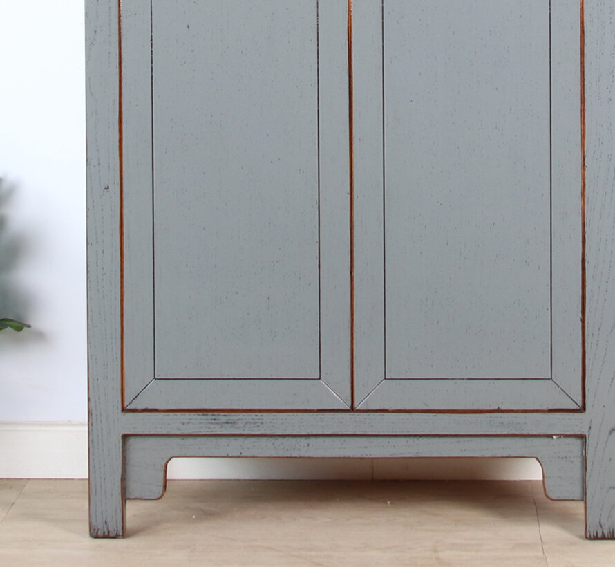 Chinese Grey Solid Wood Shoe Cabinet RAL7005 | Yajutang
