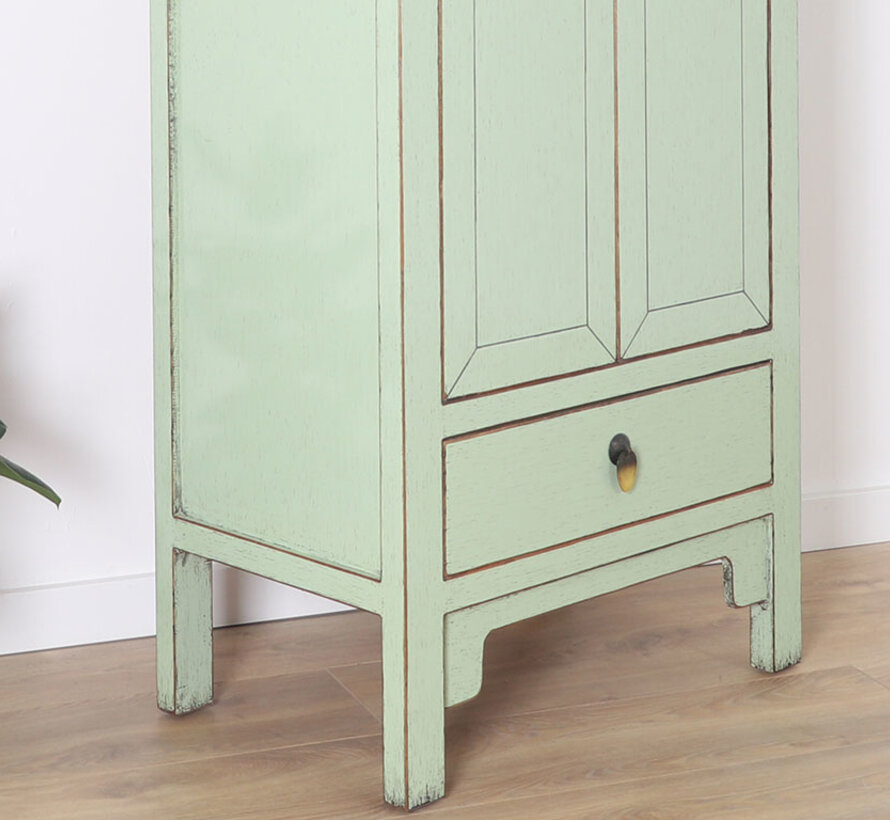 Chinesischer Hochzeitschrank 2 Türen 1 Schublade mint