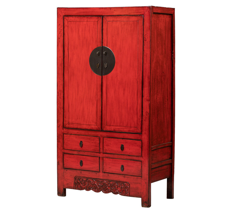 Antique Chinese Red Solid Wood Cabinet | Yajutang