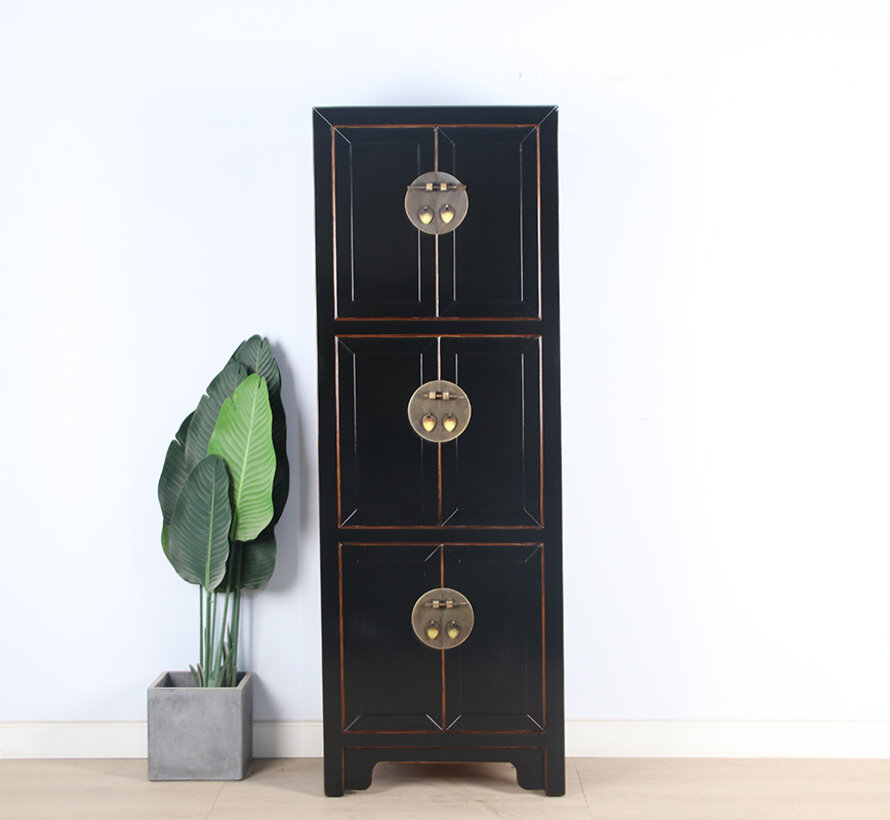 Chinese wedding cabinet 6 doors solid wood black